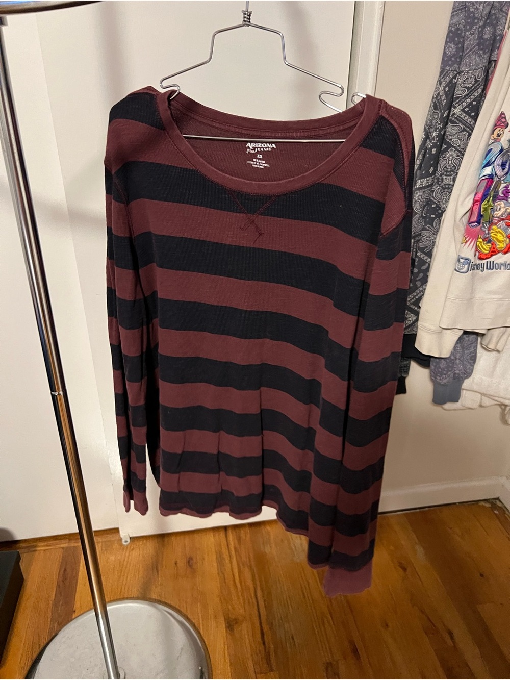 Arizona Jean Company Burgundy and Black Striped Long-Sleeve Tee
